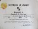 Raymond Garrison's Construction Award